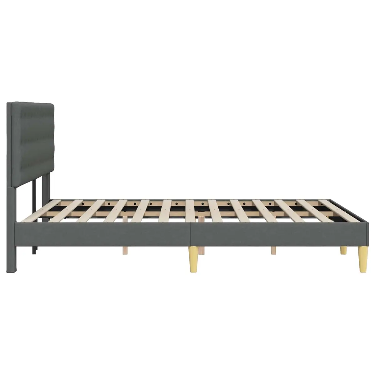 Bed Frame with Headboard for Bedroom Dark Grey Fabric Upholstered