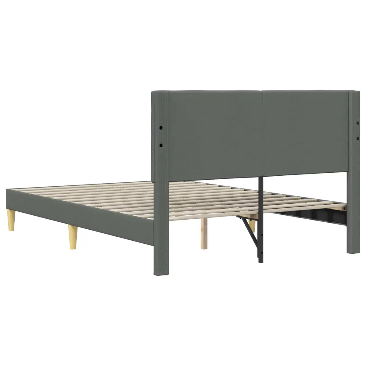 Bed Frame with Headboard for Bedroom Dark Grey Fabric Upholstered
