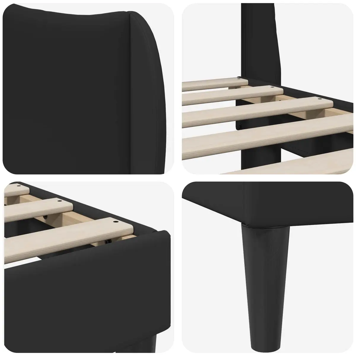 Bed Frame with Headboard Black 180 x 200 cm Faux Leather Modern Design