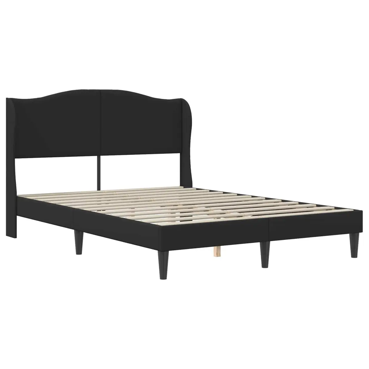 Modern Black Bed Frame with Headboard Faux Leather Bedroom Furniture 137x190cm