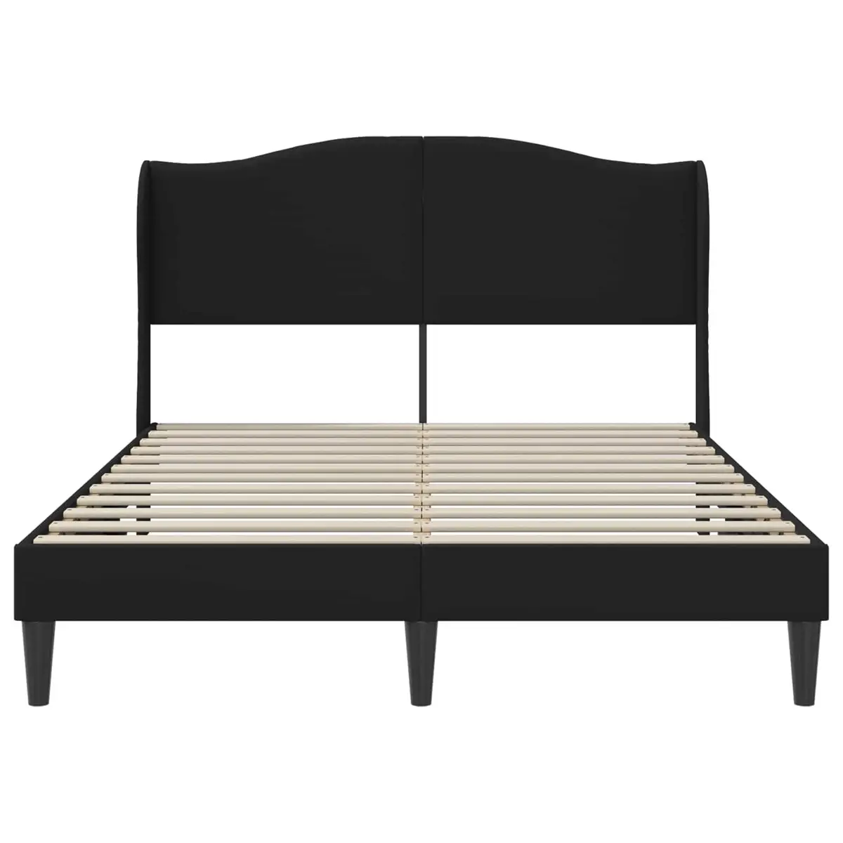 Modern Black Bed Frame with Headboard Faux Leather Bedroom Furniture 137x190cm