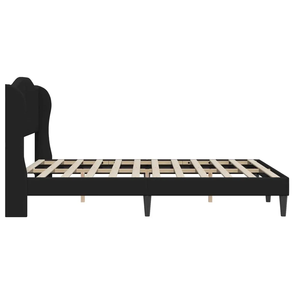 Modern Black Bed Frame with Headboard Faux Leather Bedroom Furniture 137x190cm