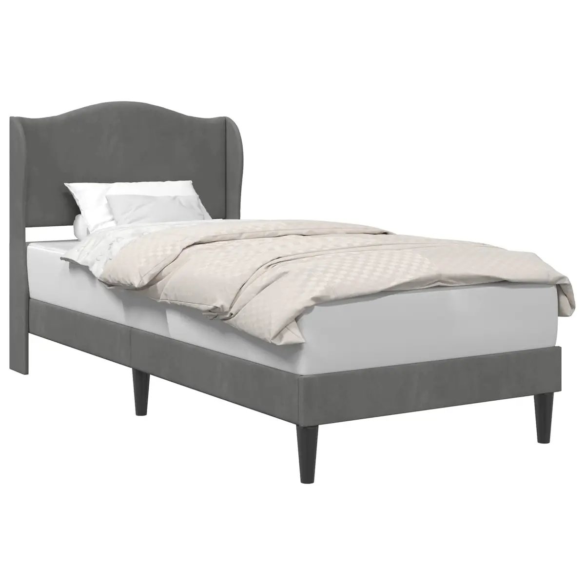 Dark Grey Velvet Bed Frame 90 x 190 cm