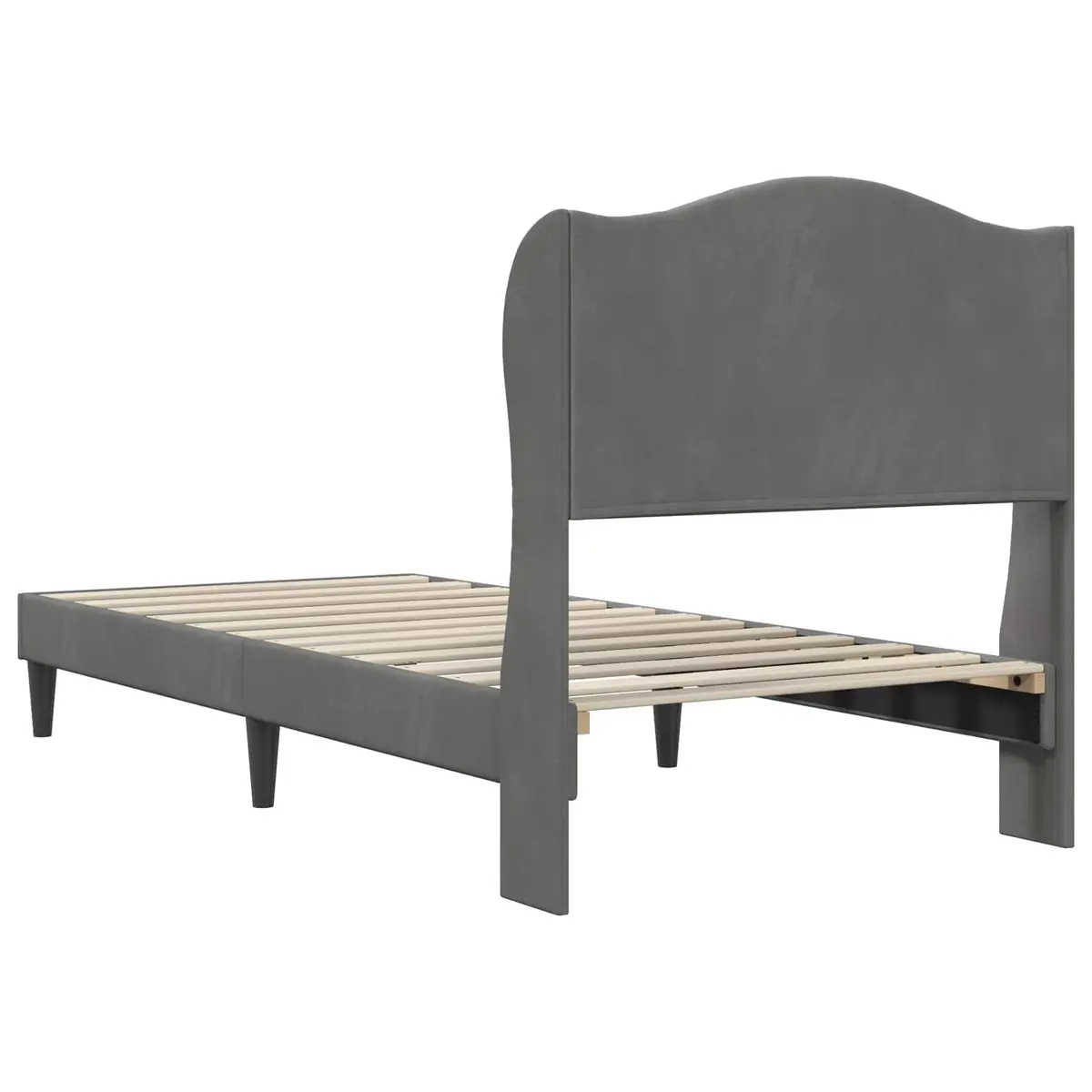Dark Grey Velvet Bed Frame 90 x 190 cm