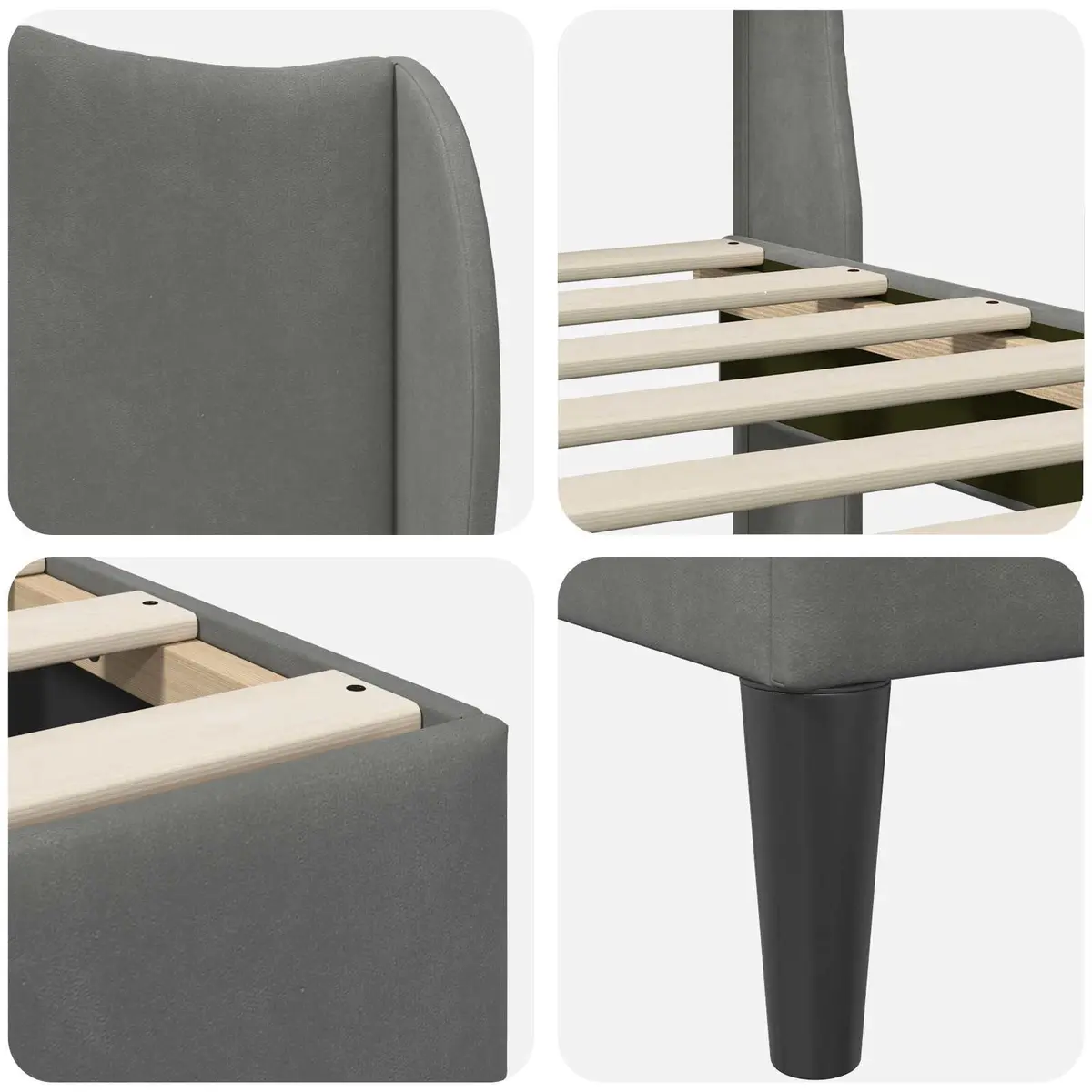 Dark Grey Velvet Bed Frame 90 x 190 cm