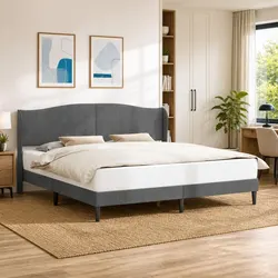 Detailed Specs of Dark Grey Velvet Bed Frame 180 x 200 cm
