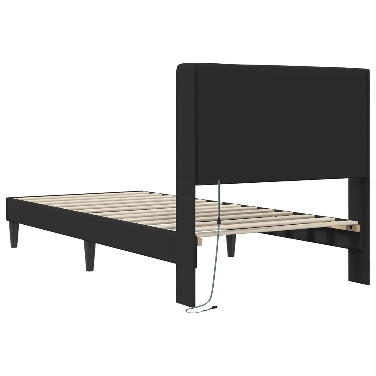 Bed Frame with LED Strip Lights Black 90 x 190 cm Faux Leather