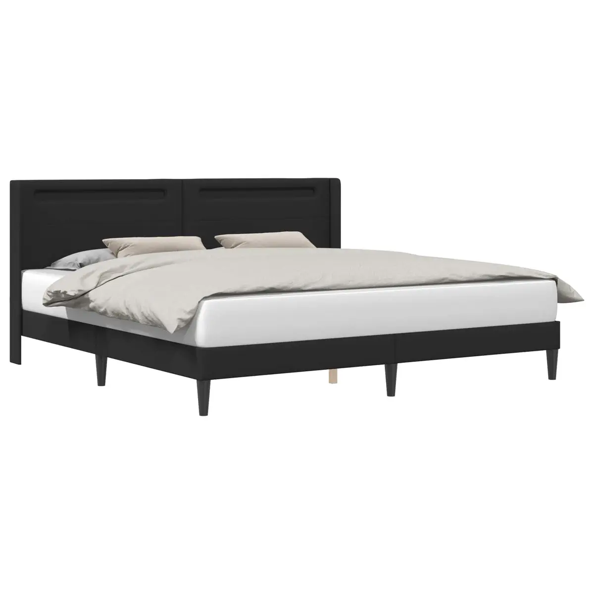 Faux Leather Bed Frame with Multicolour LED Strip Lights 180x200cm Black