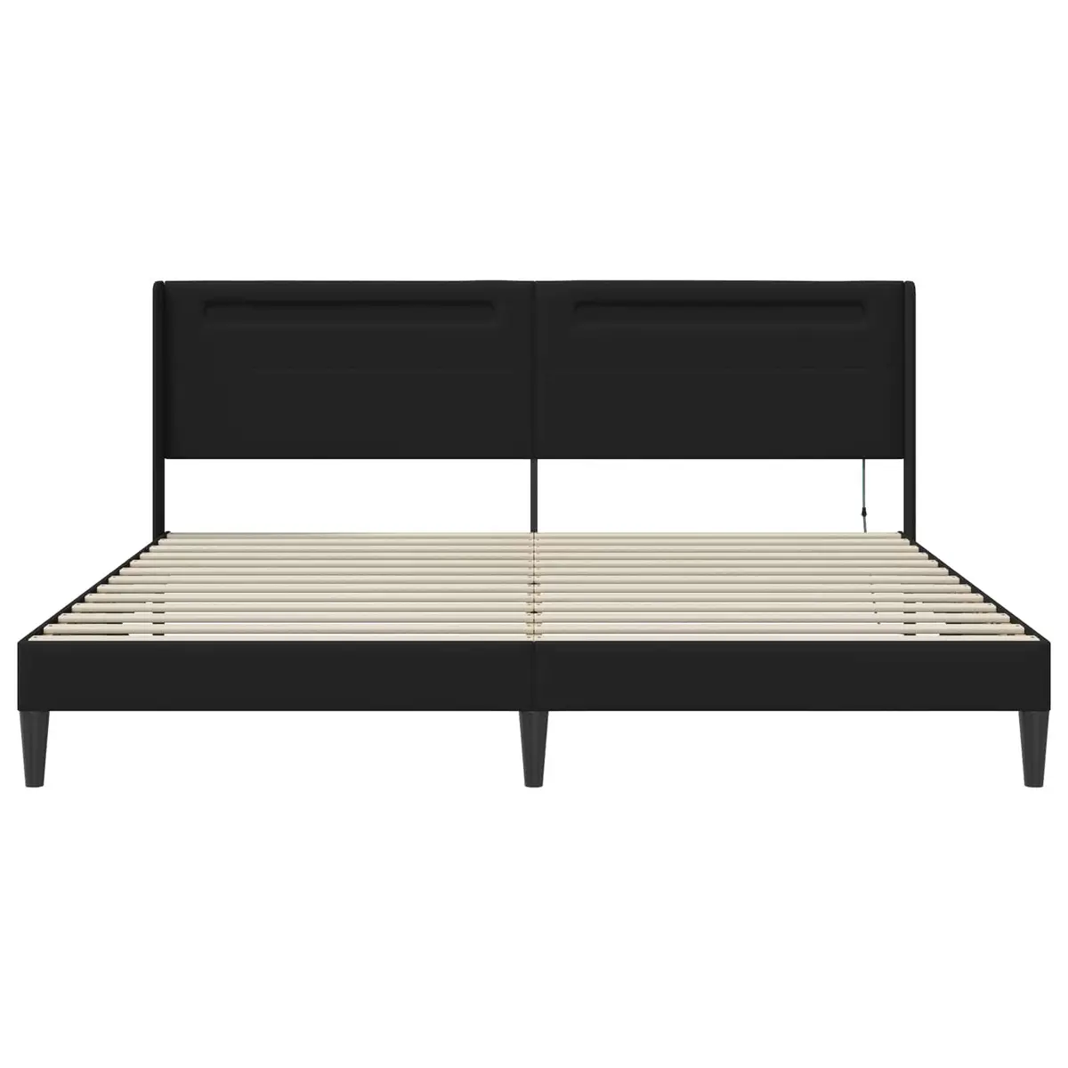 Faux Leather Bed Frame with Multicolour LED Strip Lights 180x200cm Black