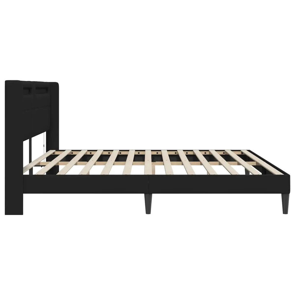 Faux Leather Bed Frame with Multicolour LED Strip Lights 180x200cm Black