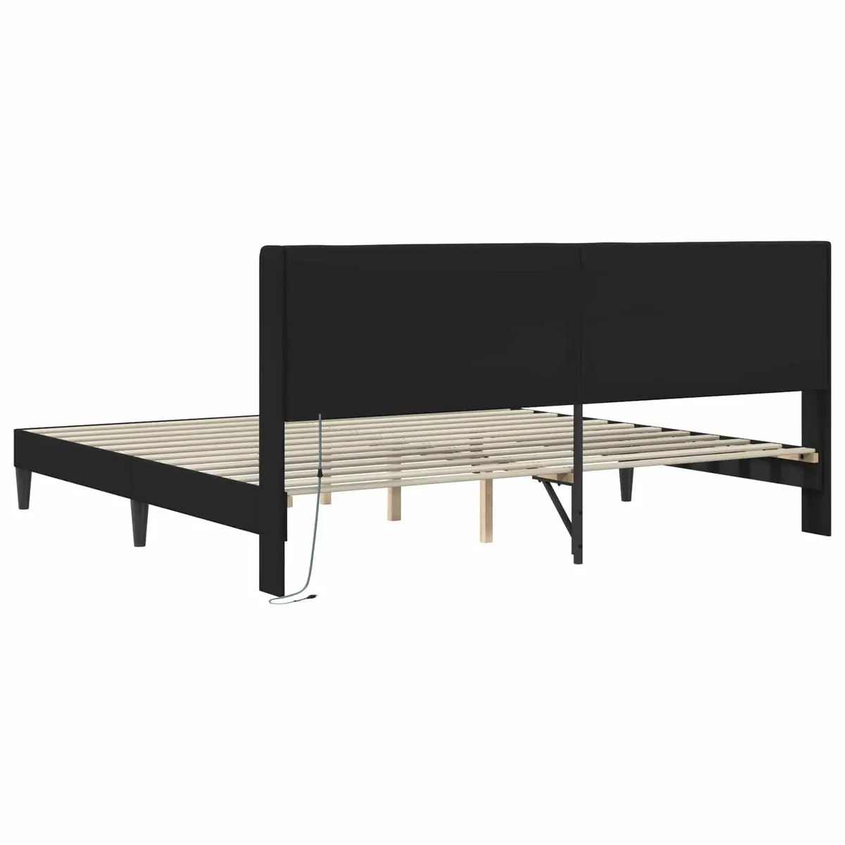 Faux Leather Bed Frame with Multicolour LED Strip Lights 180x200cm Black