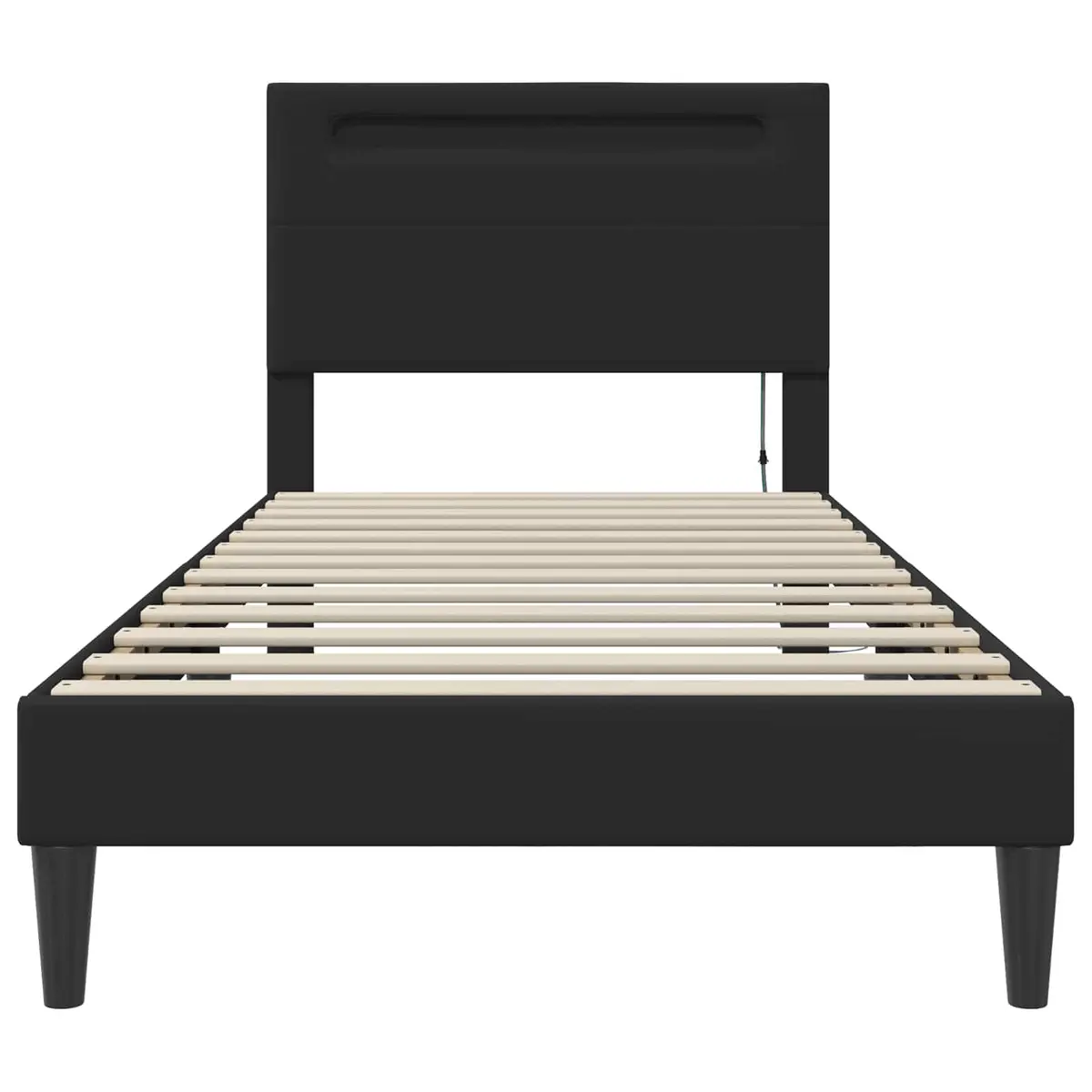 Black Bed Frame 90 x 190 cm Modern Bedroom Furniture Faux Leather Slatted Base