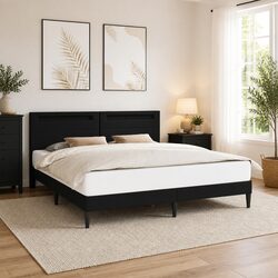 Specifications of Black Faux Leather Bed Frame 180x200 cm