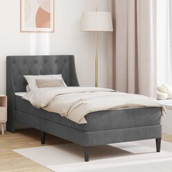 Grey Velvet Bed Frame with Foam Mattress 90 x 190 cm Specifications