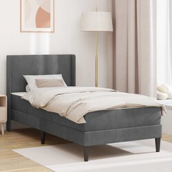 Bed Frame and Mattress Set Grey 90 x 190 cm Velvet