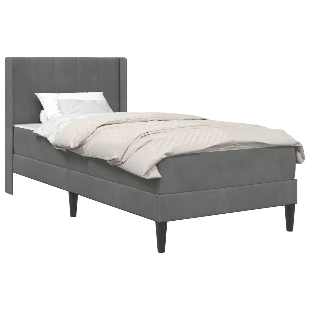Bed Frame and Mattress Set Grey 90 x 190 cm Velvet