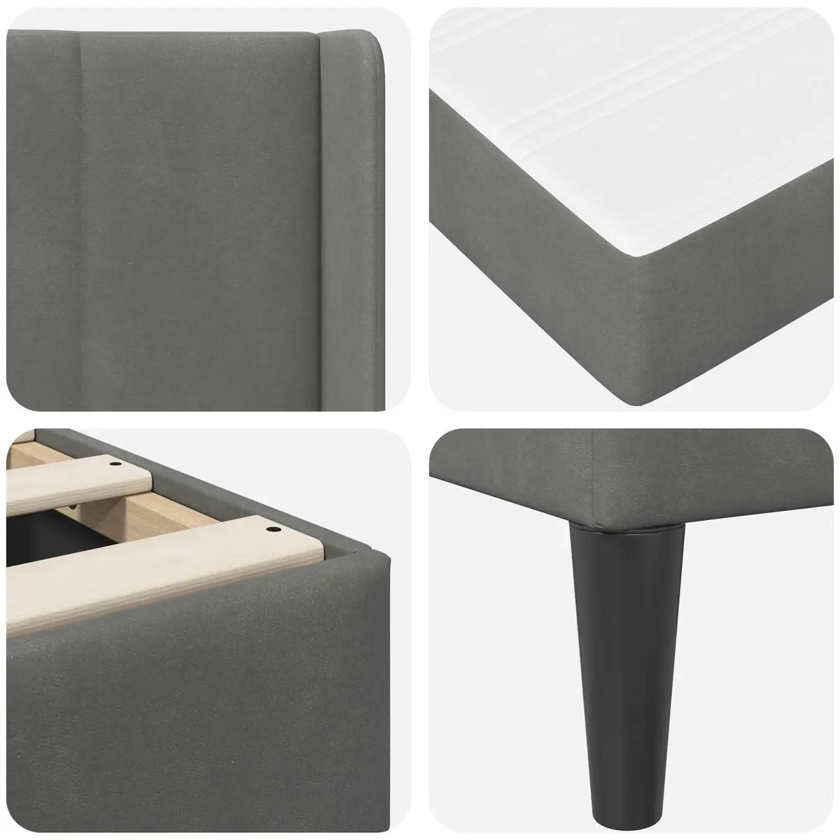 Bed Frame and Mattress Set Grey 90 x 190 cm Velvet