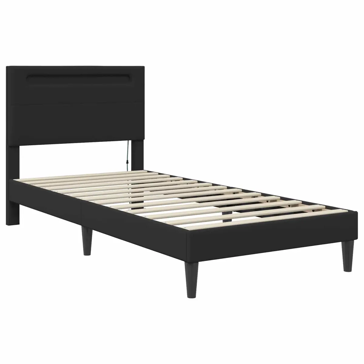 Black Bed Frame with LED Lights 90 x 190 cm
