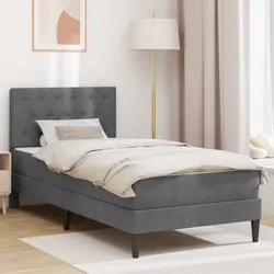 90 x 190 cm Grey Bed Frame with Velvet Mattress and Storage
