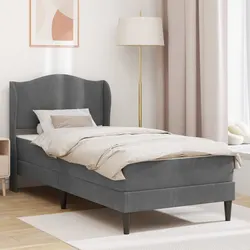 Bed Frame with Headboard in Dark Grey Velvet 90 x 190 cm