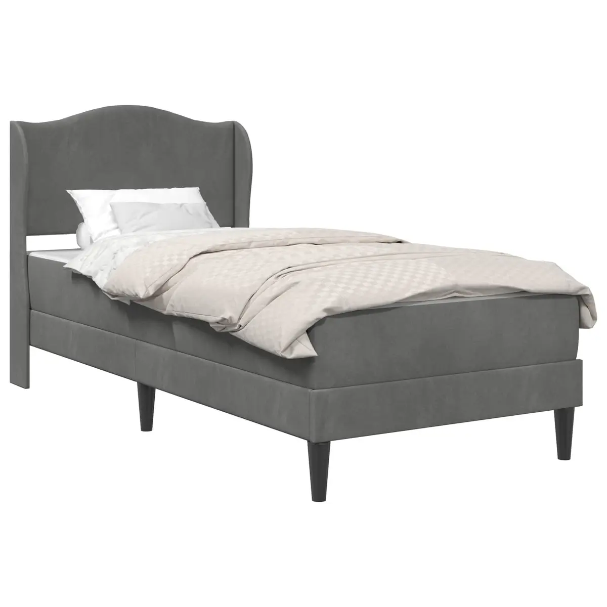 Bed Frame with Headboard in Dark Grey Velvet 90 x 190 cm