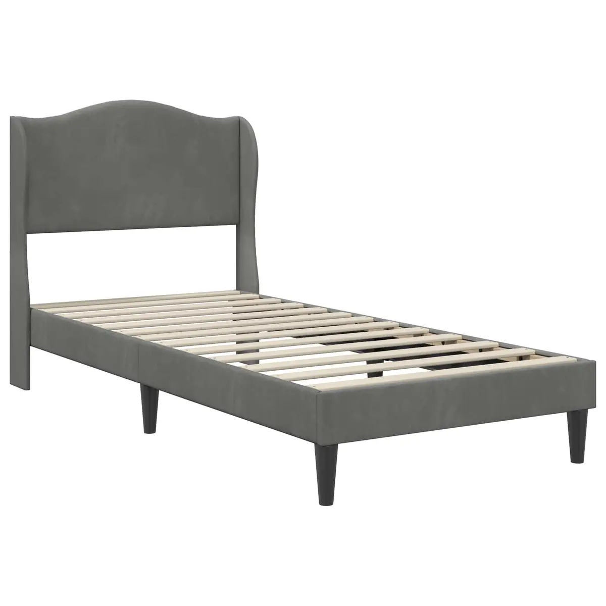 Bed Frame with Headboard in Dark Grey Velvet 90 x 190 cm