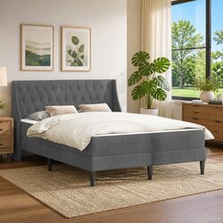 Specifications for Grey Velvet Bed Frame with Mattress 137 x 190 cm