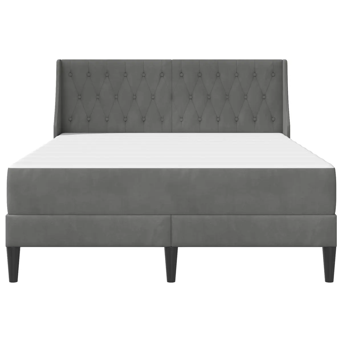 Bed Frame with Mattress for Bedroom Grey 137 x 190 cm Velvet Upholstered Modern