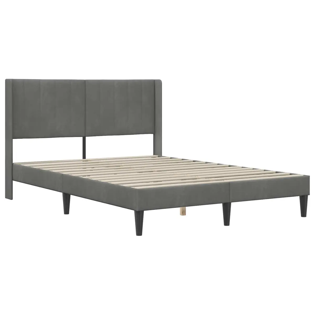 Bed Frame with Mattress Dark Grey 137 x 190 cm Velvet Headboard Bedroom