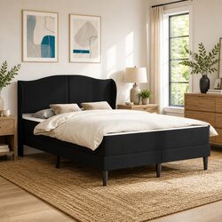 Black Bed Frame Dimensions: 137 x 190 cm, Faux Leather