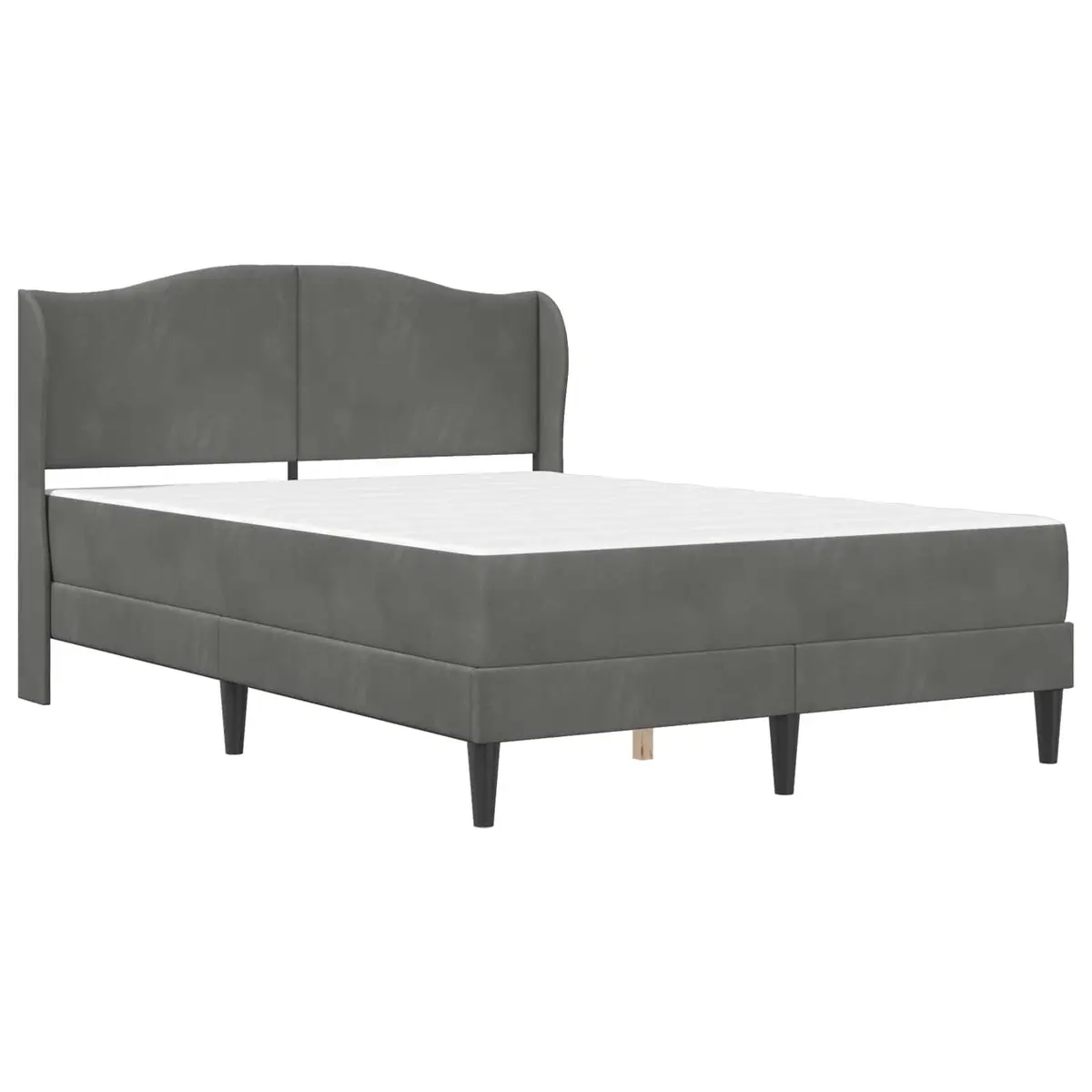 Bed Frame with Headboard Dark Grey 137 x 190 cm Modern Bedroom Furniture Storage