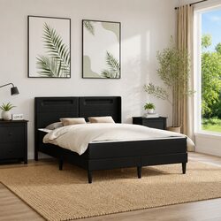 Black Bed Frame with Mattress: 137 x 190 cm Dimensions