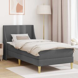 107 x 203 cm Dark Grey Bed Frame with Mattress Included