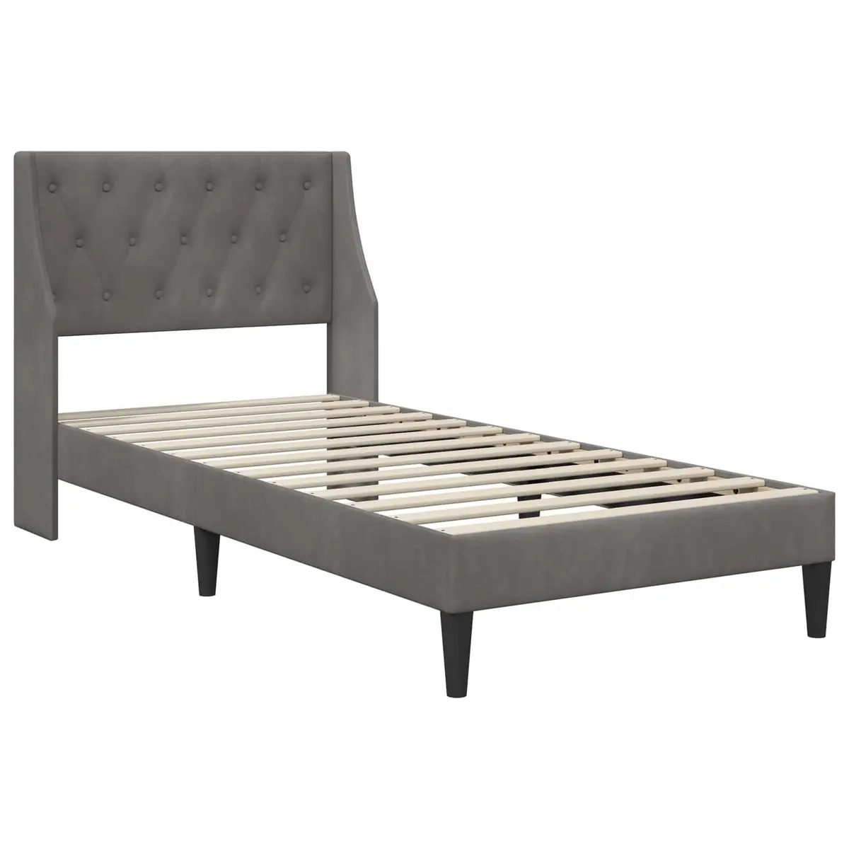 Bed Frame with Mattress for Bedroom Grey Velvet 107 x 203 cm
