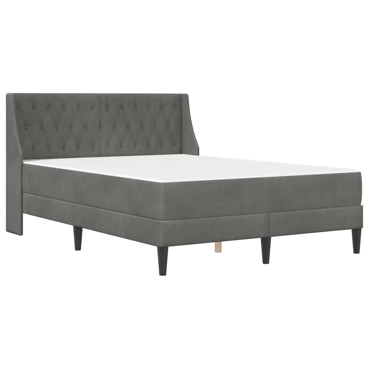 Grey Velvet Bed Frame with Mattress for Modern Bedroom 137 x 190 cm