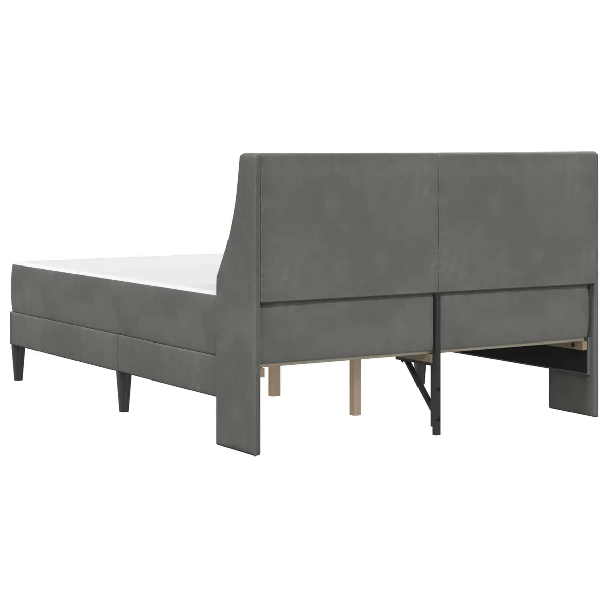 Grey Velvet Bed Frame with Mattress for Modern Bedroom 137 x 190 cm