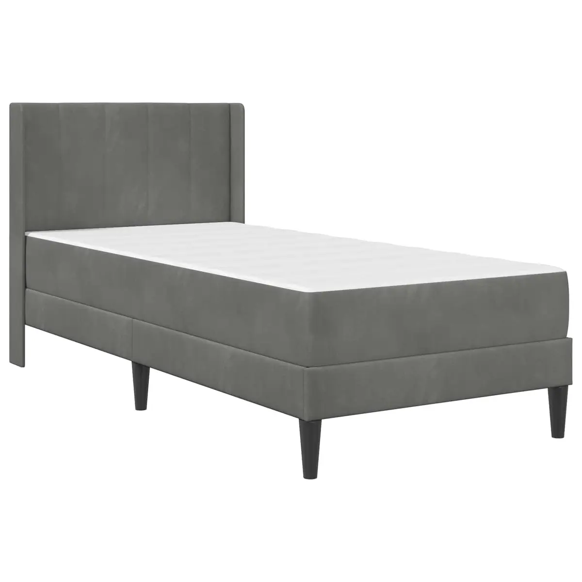 Bed Frame with Mattress Grey 90 x 200 cm Velvet Modern Bedroom Furniture