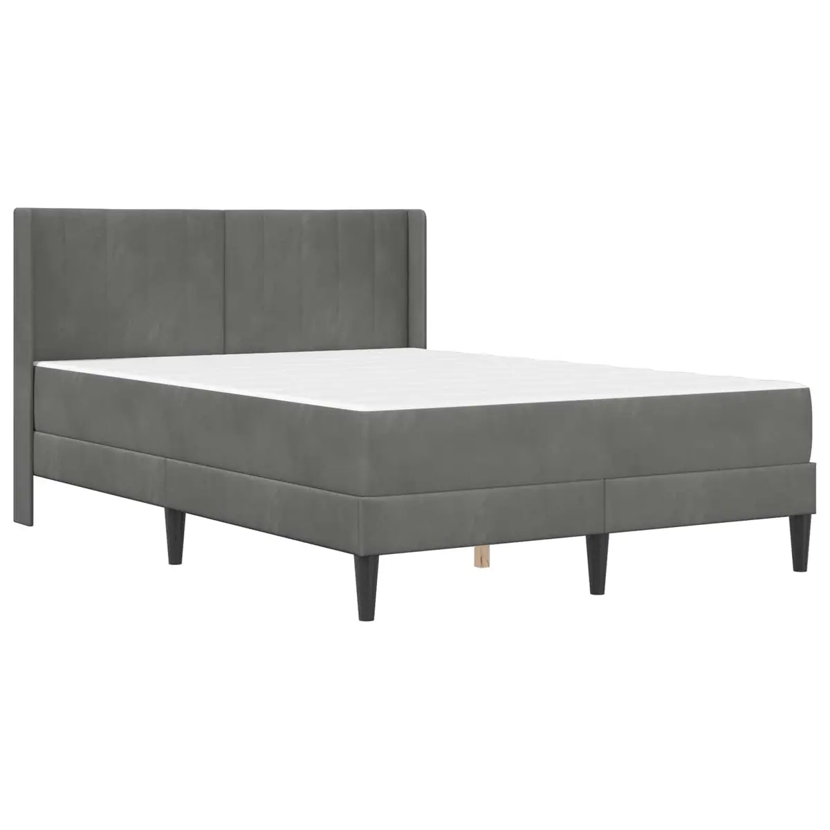 Bed Frame with Mattress Grey 137 x 190 cm Velvet Modern Bedroom Furniture