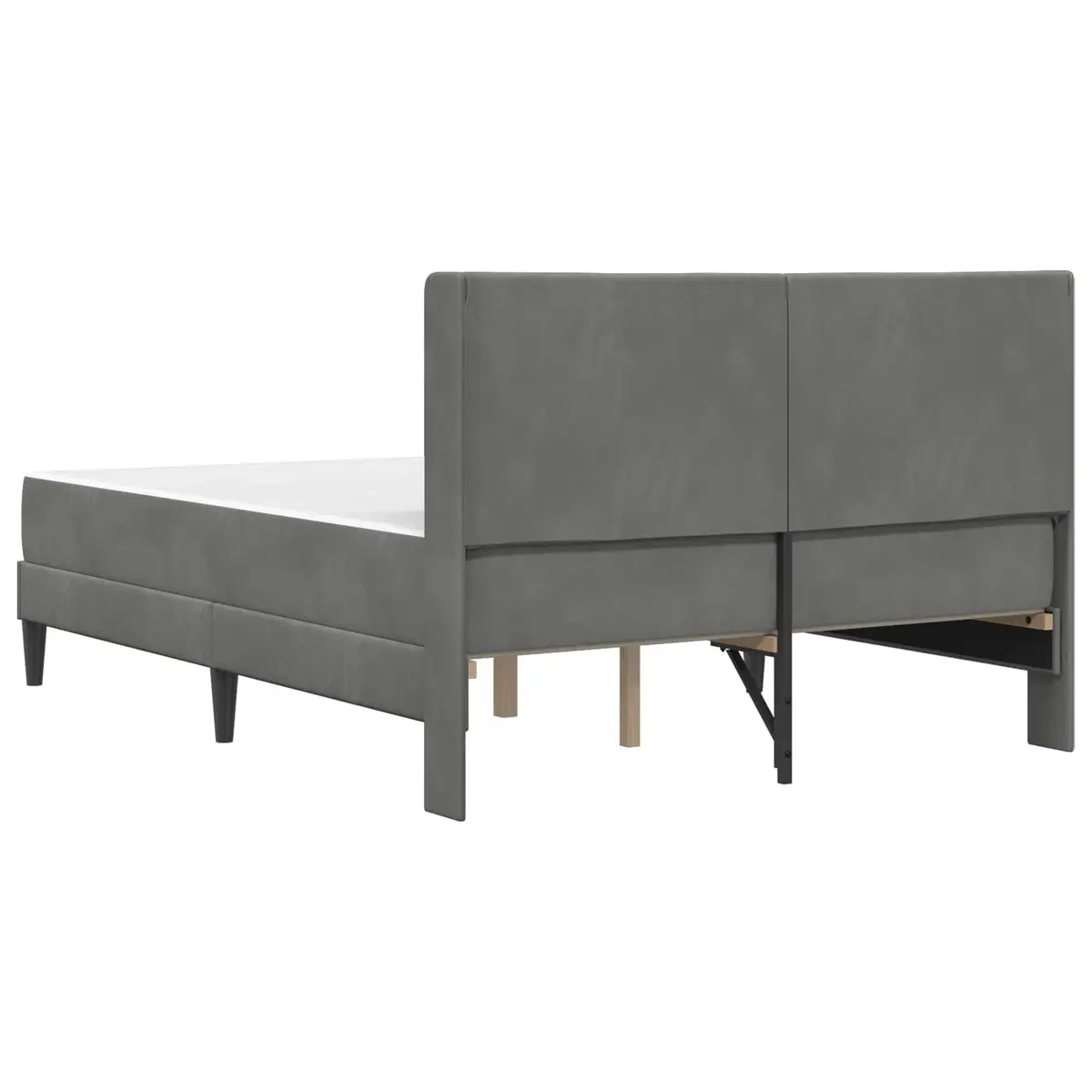 Bed Frame with Mattress Grey 137 x 190 cm Velvet Modern Bedroom Furniture