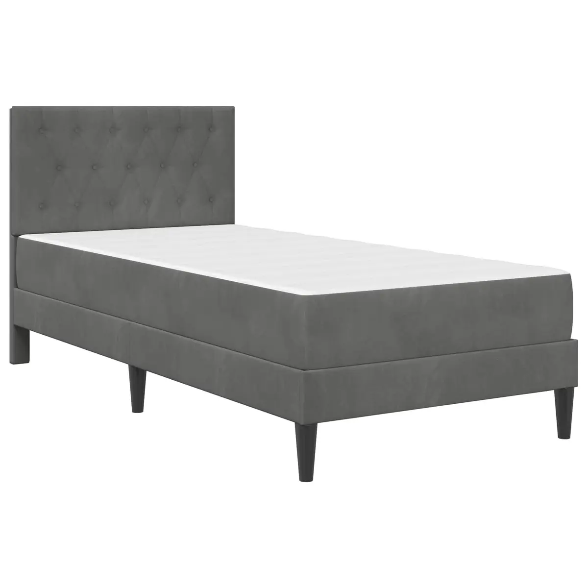 Bed Frame with Mattress Grey 107 x 203 cm Velvet Headboard Modern Bedroom