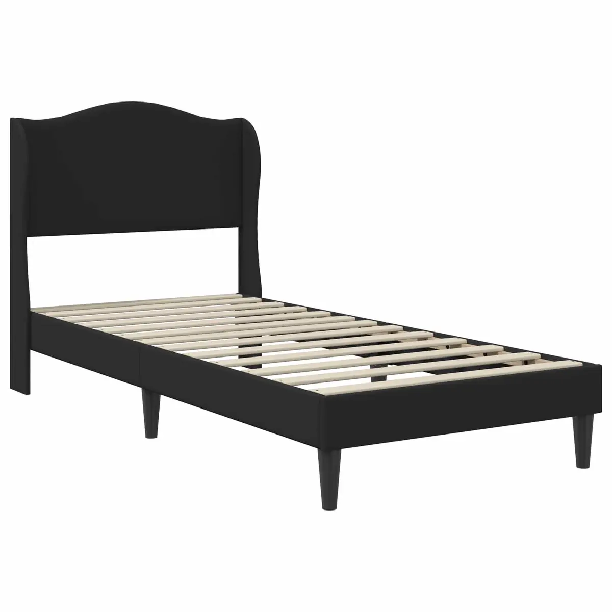 Black Faux Leather Bed Frame 90 x 190 cm