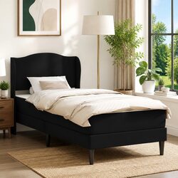 Black Bed Frame Dimensions 107 x 203 cm with Headboard