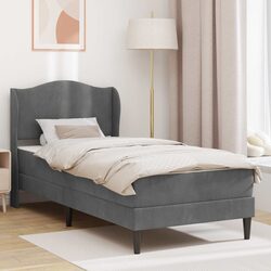 Dark Grey Bed Frame with Headboard and Storage 90 x 190 cm