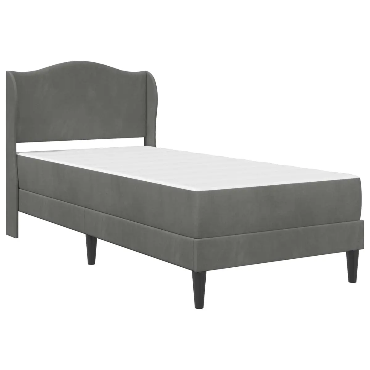 Dark Grey Bed Frame with Headboard and Storage 90 x 190 cm