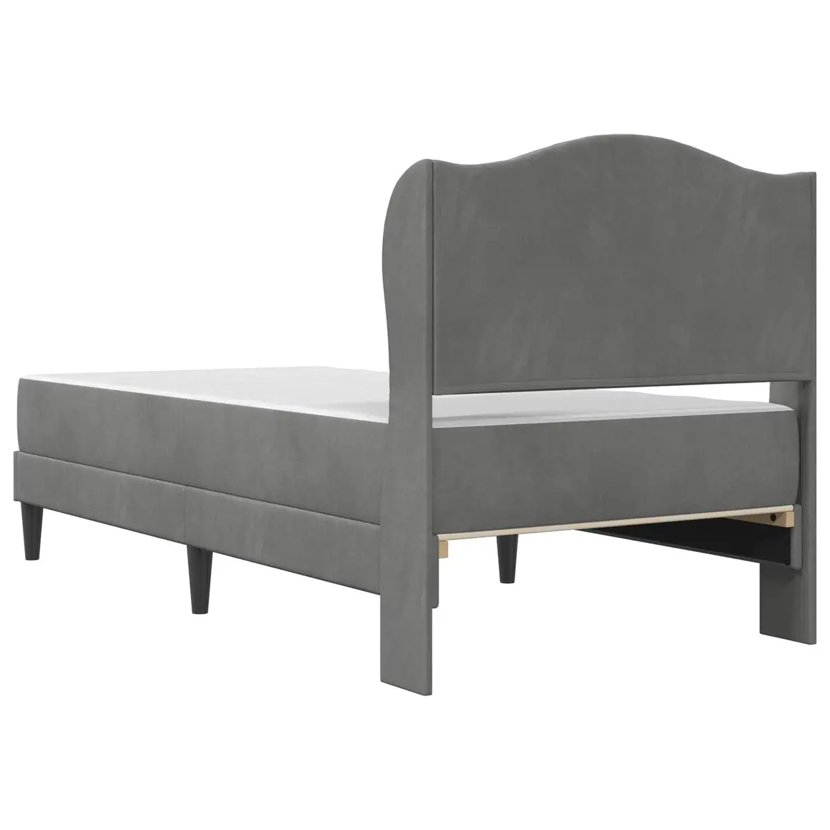 Dark Grey Bed Frame with Headboard and Storage 90 x 190 cm