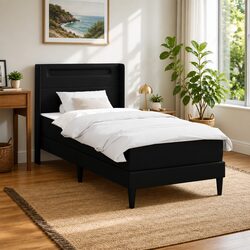 Black Bed Frame with Mattress: Dimensions 107 x 203 cm
