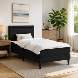 Black Faux Leather Bed Frame with Integrated LED Strip Lights