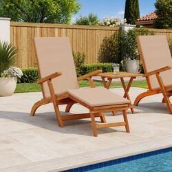 Sun Lounger Details - Adjustable Acacia Wood Chairs 2 pcs