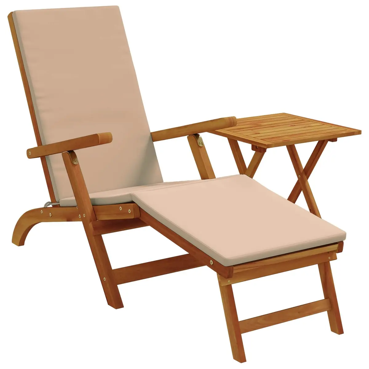 Sun Lounger Folding Chair 2 pcs Outdoor Acacia Wood Adjustable Backrest Patio
