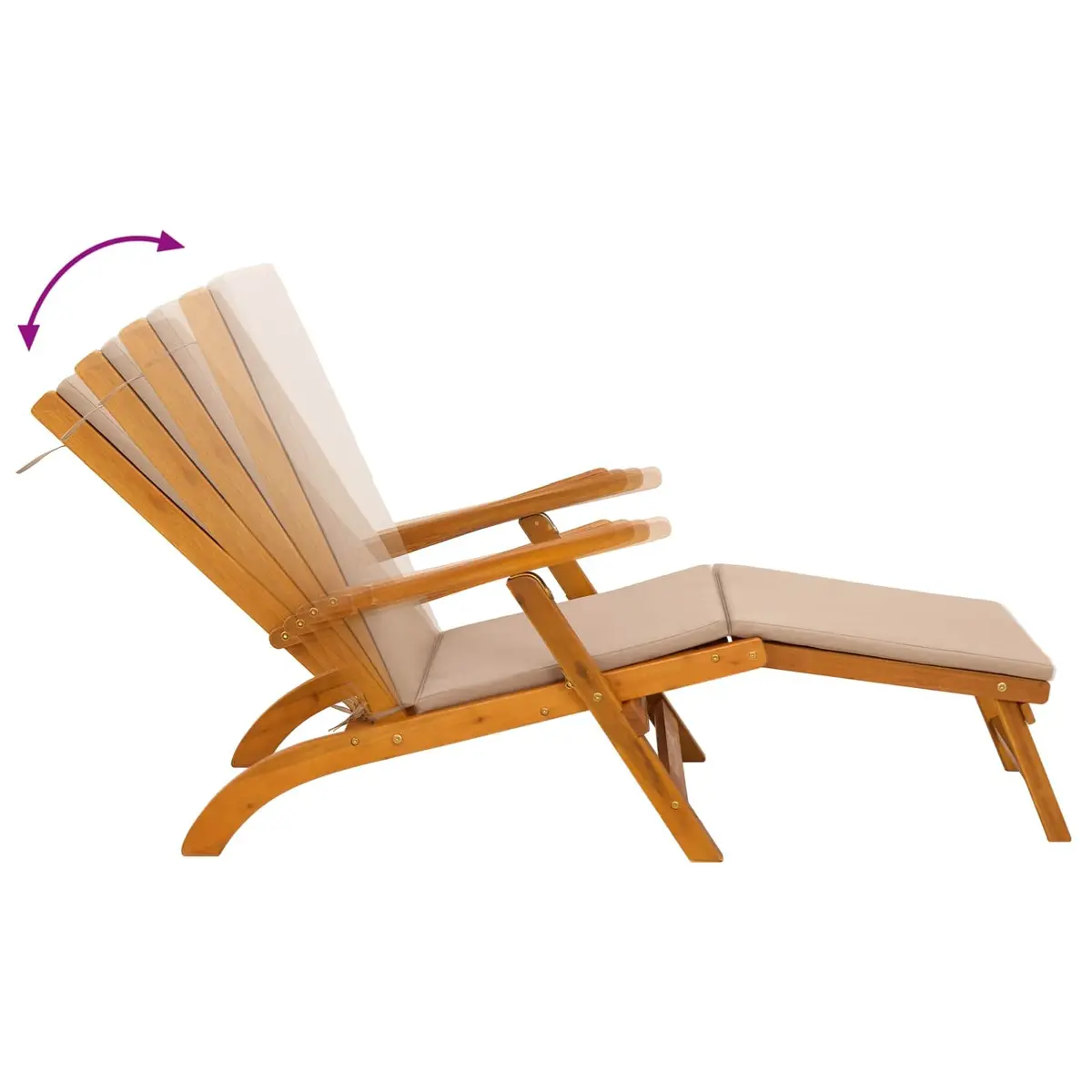 Sun Lounger Folding Chair 2 pcs Outdoor Acacia Wood Adjustable Backrest Patio